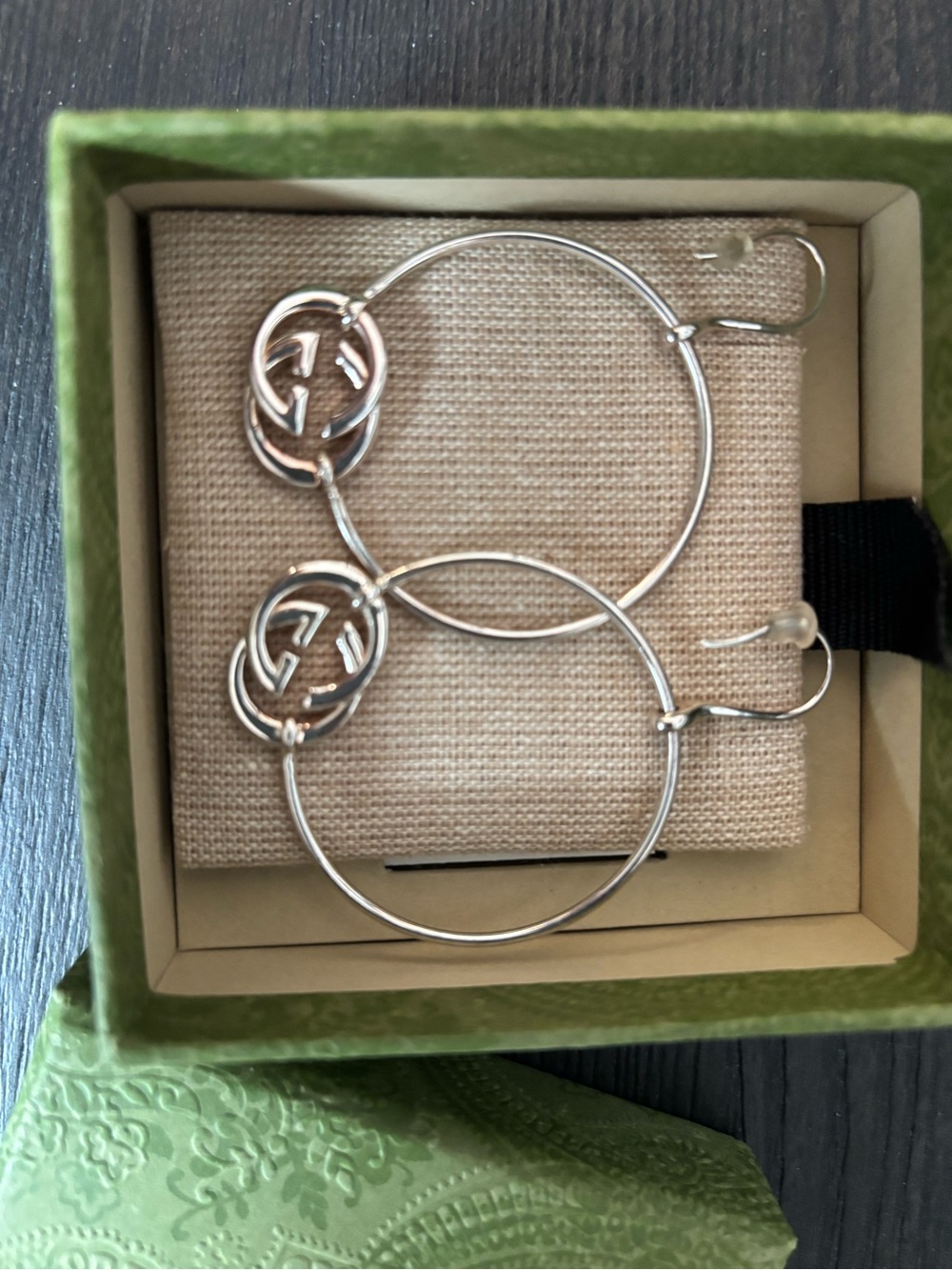Gucci Sterling Silver Interlocking G Hoop Earrings - Picture 6 of 13